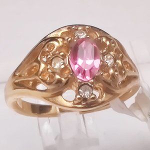 Vintage 80's NOS Victorian Revival Pink Stone sz 6
